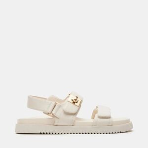 STEVE MADDEN MONA BONE LEATHER SANDALS